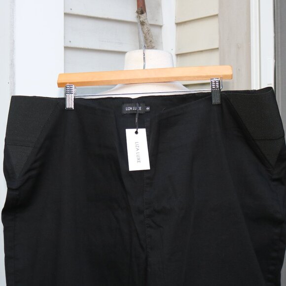 NEW Liza Luxe Black Gusseted Elastic Sides Pull On Stretch Ankle Pants Sz 4X - Picture 2 of 8